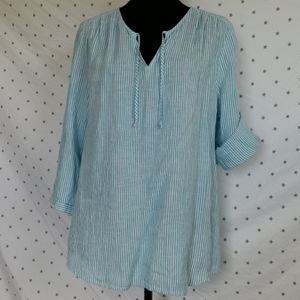 J.Jill 100% Linen stripped Blouse